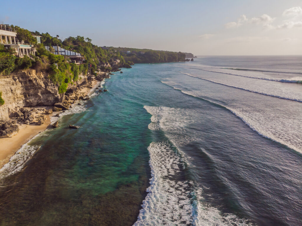 Turquoise water and coastline of southern Bali